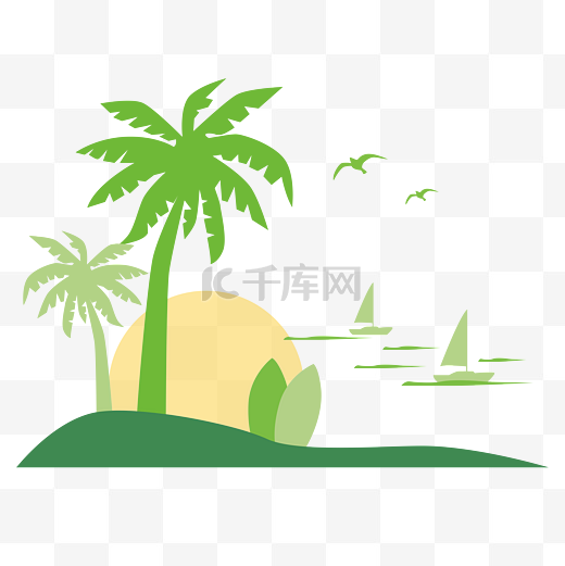 椰子树海滩矢量图图片