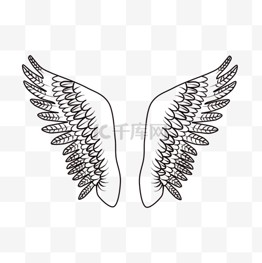 手绘线性简约线条装饰翅膀图片