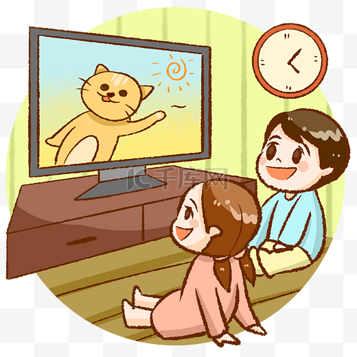 孩童看电视动画视频图片
