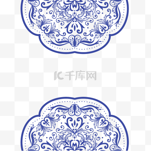 中国风蓝色青花瓷花纹图片