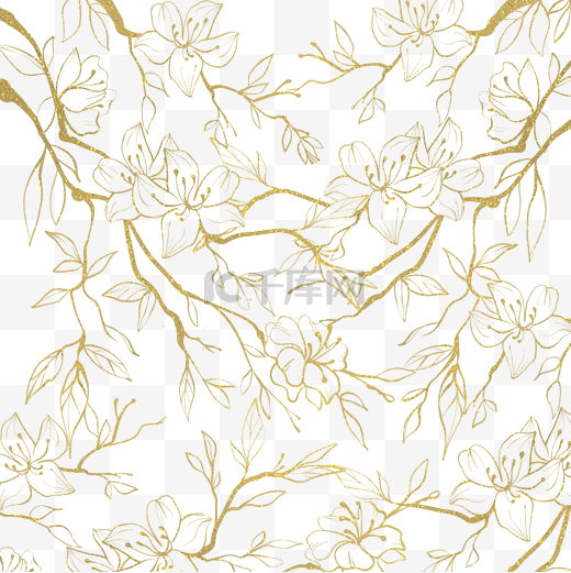 金色花卉植物底纹图片