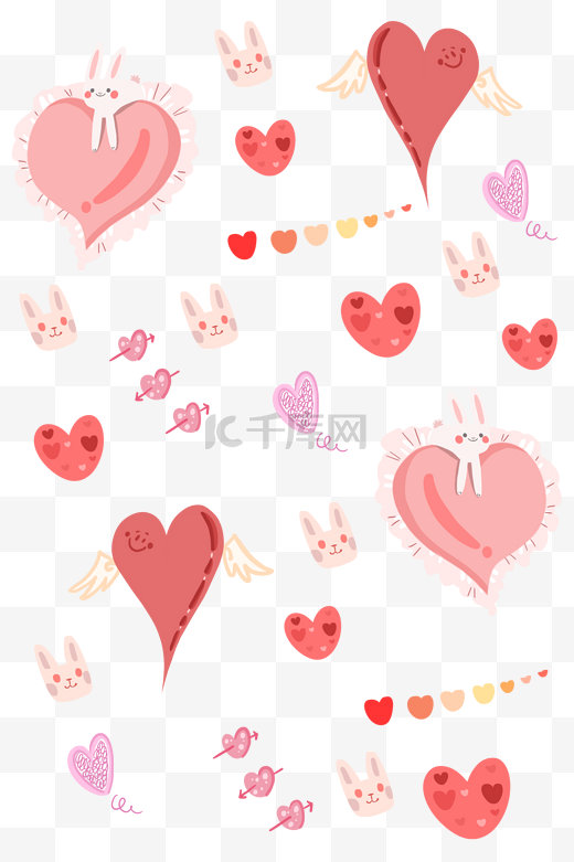爱心兔子印花壁纸背景图片