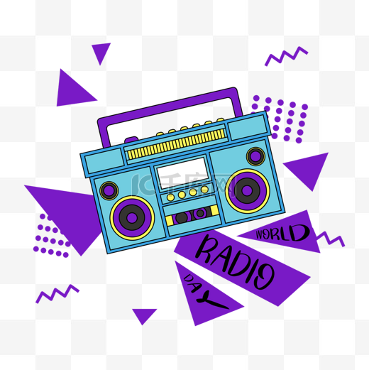 紫色收音机world radio day图片