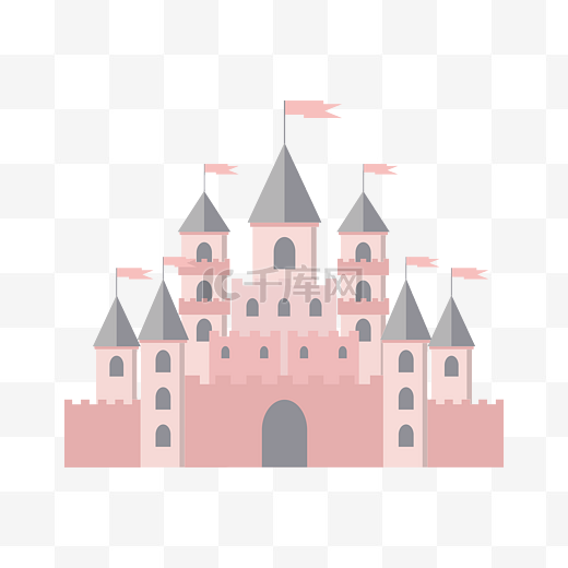 城堡建筑卡通插画图片