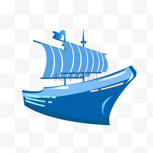 蓝色航海帆船图片