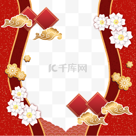中国新年红色创意剪纸背景图片