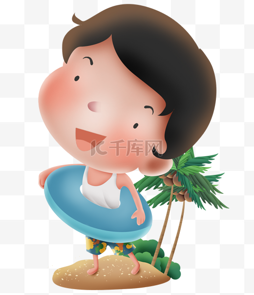 拿游泳圈的男孩图片