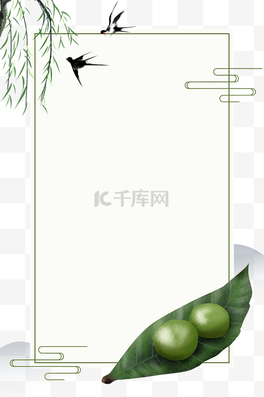 中式绿色矩形海报边框图片