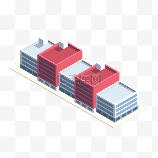 红蓝相间建筑元素图片