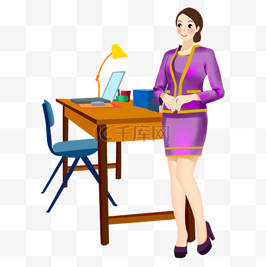 紫色套装招聘的女性插画图片
