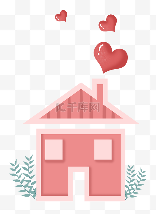 粉色房子爱心母亲节电商图片