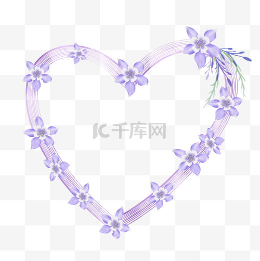 紫色心形小花边框花环图片