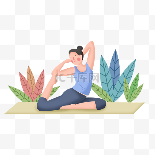运动健身人物瑜伽植物图片