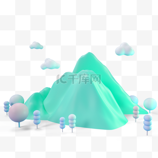 绿色山脉3d元素图片