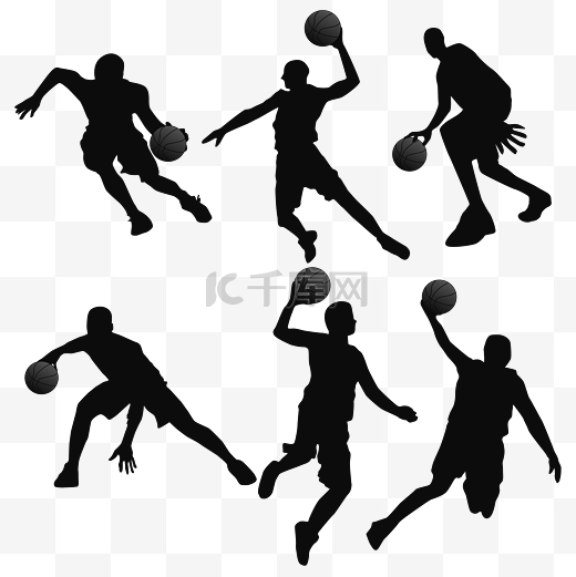 篮球运动剪影矢量图图片