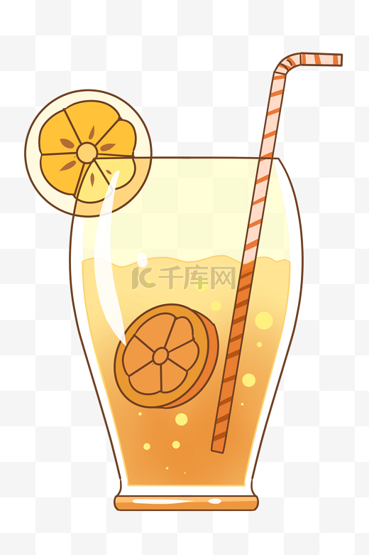 夏季一杯橙汁插画图片