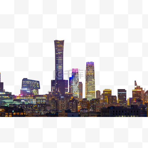 北京夜晚国贸建筑灯光闪烁图片
