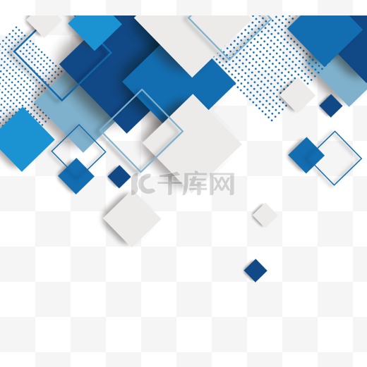 蓝色实心几何方形商务边框图片
