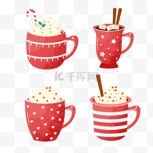 christmas hot cocoa mug?色星星条纹大肚杯图片