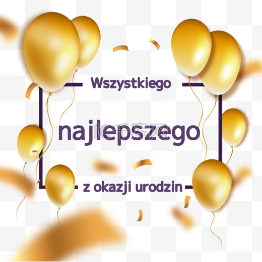波兰语生日庆典贺卡图片