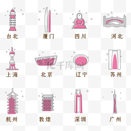 中国城市地标图标图片