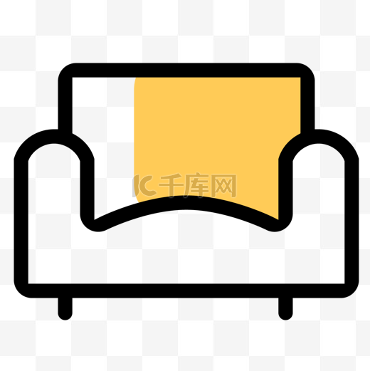 黄色扁平清新家居沙发图标图片