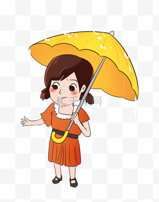 下雨小雨女孩打伞图片