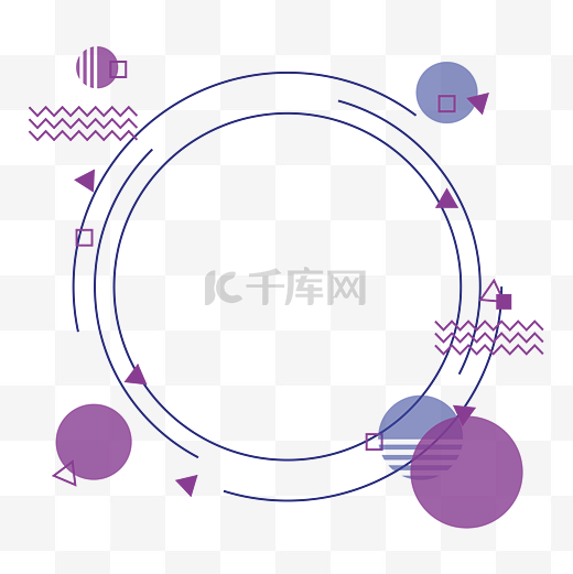 蓝紫色几何线条简洁二维码边框图片