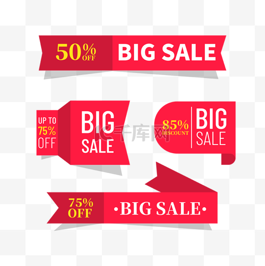 红色扁平big sale销售标签图片