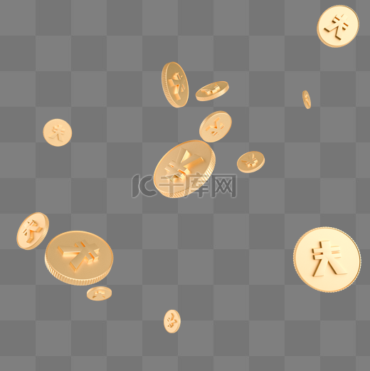 立体漂浮金币装饰图片
