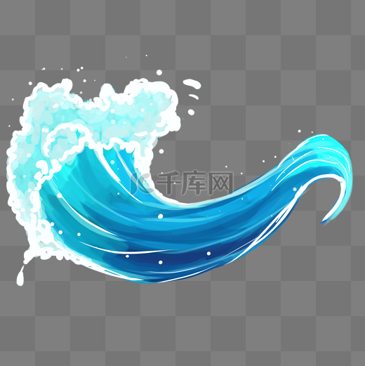 蓝色海浪浪花形状夏天图片