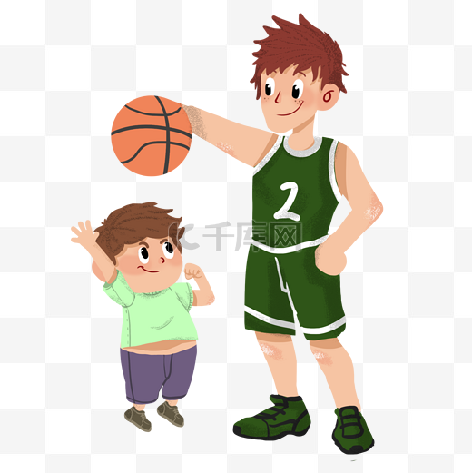 哥哥陪弟弟玩篮球图片