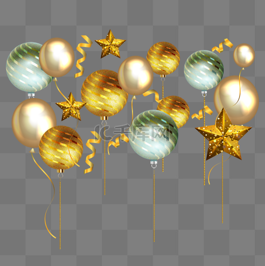 圣诞球金色气球装饰图片