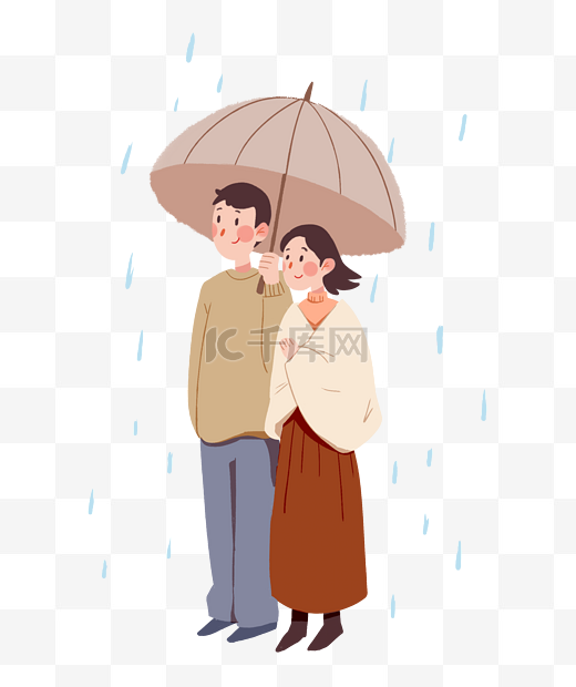 情侣雨中漫步图片