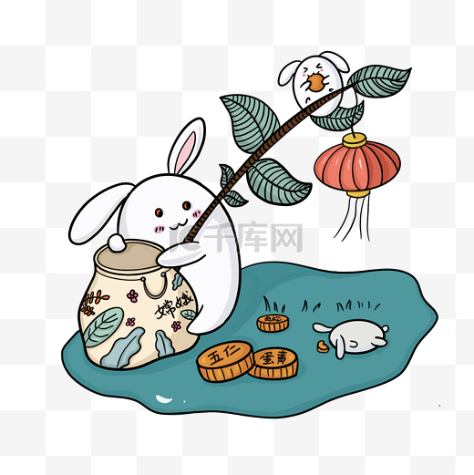 中秋节玉兔偷月饼图片