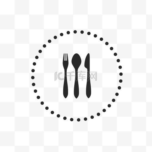 黑色刀叉餐具图标免扣图图片