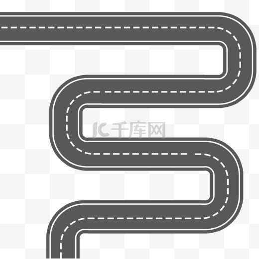 黑色弯曲道路公路跑车赛道手绘城市道路扁平卡通公路图片