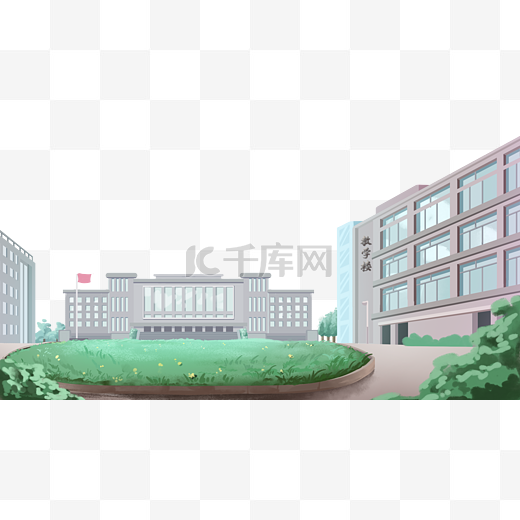 开学季绿色日系学校教学楼校园图片