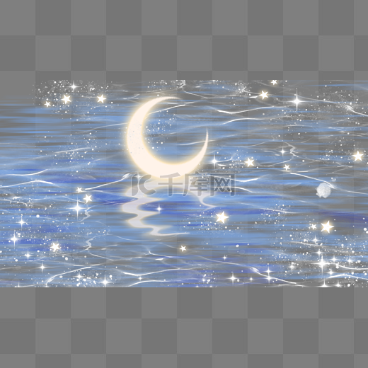 梦幻水面月亮星星星河图片