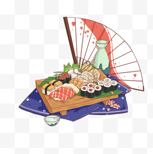 国风美食刺身寿司组合图片