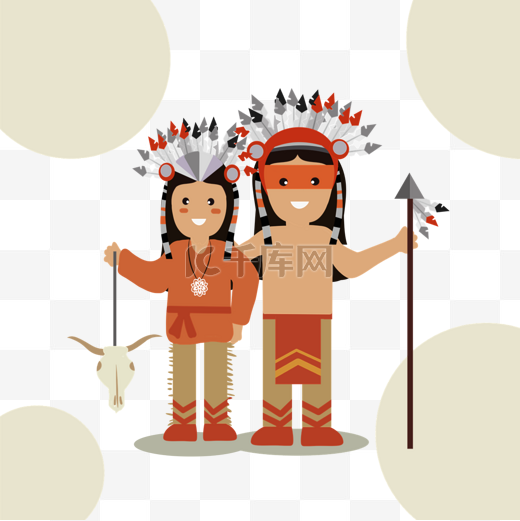 手绘原住民人物创意图片