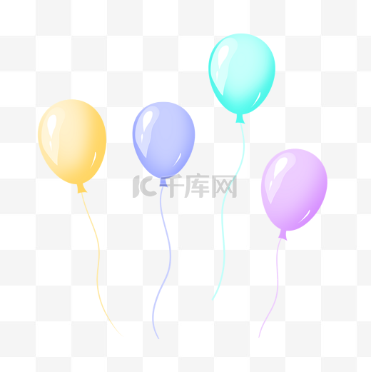彩色卡通免抠图气球图片