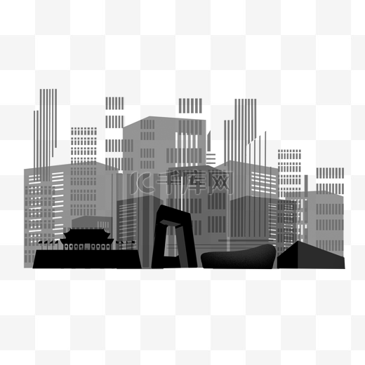 北京地标建筑剪影图片