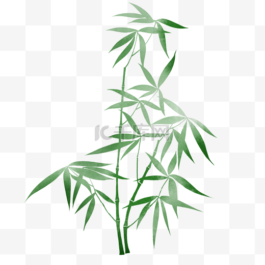 手绘绿色竹子图片