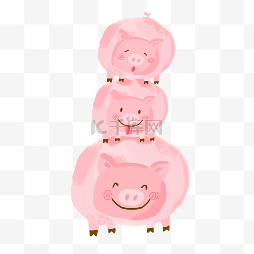 可爱的笑脸小猪插画图片