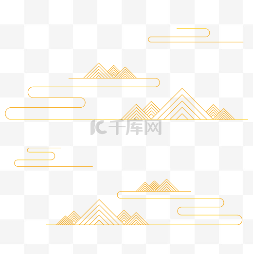 中式金色山峦祥云素材图片