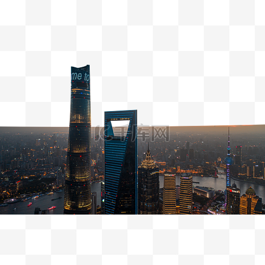 上海CBD地标城市夕阳楼楼航拍图片