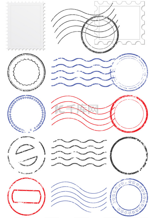向量组的不同邮戳和邮票.图片