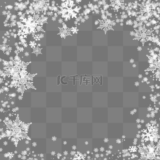 圣诞圣诞节雪花雪框边框方形结晶结冰图片