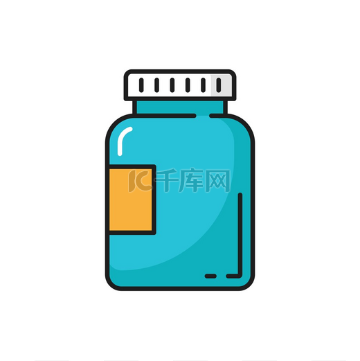 益生菌瓶装包装隔离补充剂颜色线图标无标签包装的媒介免疫和消化健康益生元补充肠道细菌保持健康平衡分离出益生菌的塑料瓶图片